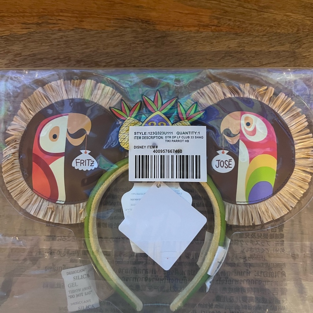 Disneyland Club 33 Exclusive Tiki Room Loungefly Ears designed by Shag